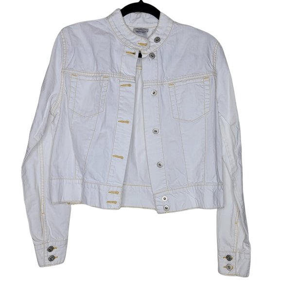 Guess White Jean Jacket Button Up Breast Pockets - Picture 1 of 5